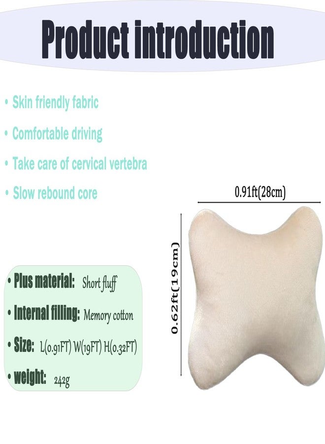 2 Pack Car Neck Pillow,Furry car headrest,Minimalist Style,Ergonomically Designed Neck Pillow (White) - Image 2