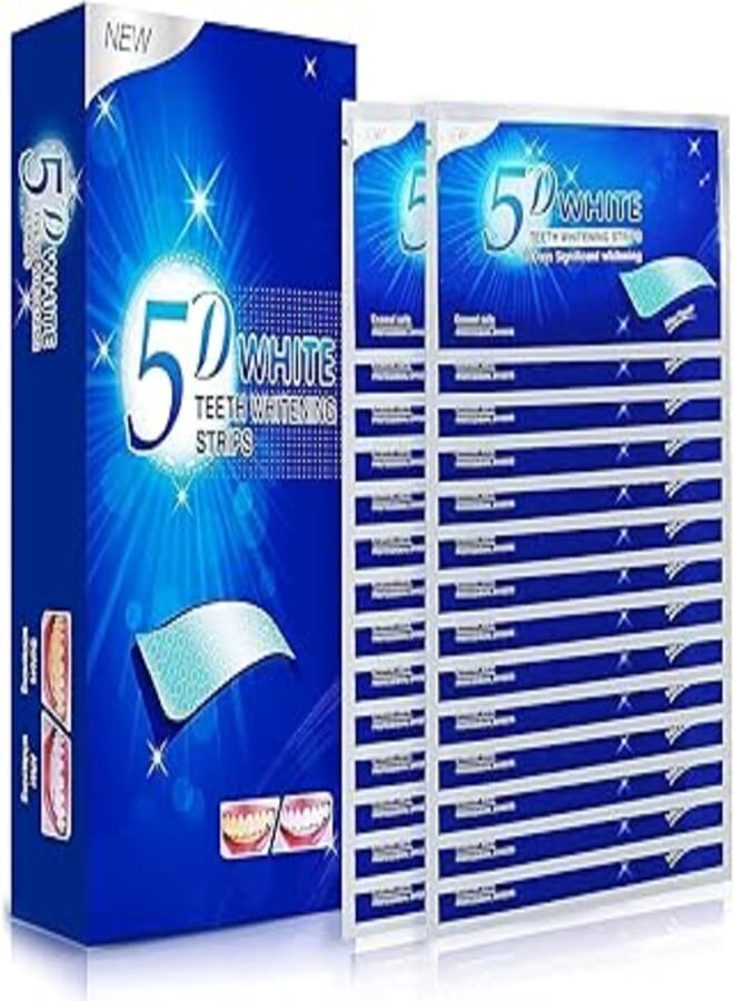 5D Teeth Whitening Strips@@ White Enamel Safe Strips Kit - Fast Acting Helps Remove Smoke/Coffee/Soda/Wine Stains - 7 Strips