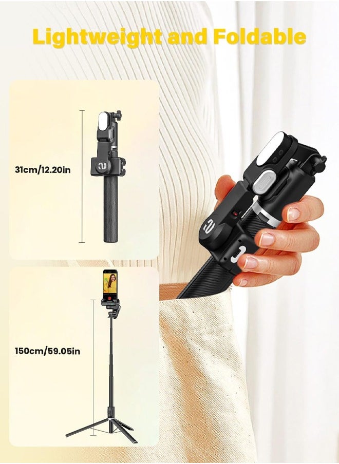 Auto Face Tracking Tripod 360 Rotation for iPhone Android,Phone Stand Follow You for Video Recording,Selfie Stick Tripod with RGB Light,Remote Control (M2Pro Black)