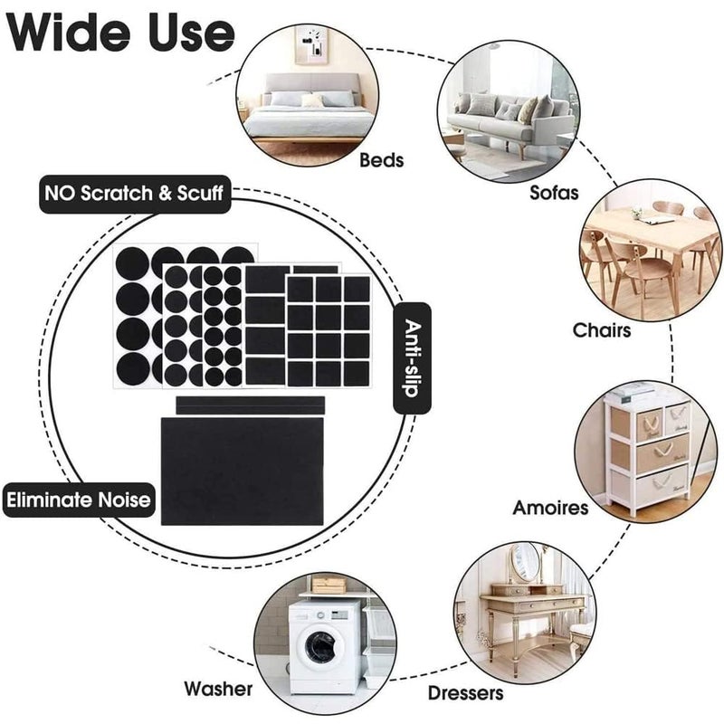 Bukela 48 Pcs Felt Furniture Pads, Non Slip Furniture Pads,Self Adhesive Felt Chair Pads, Anti Scratch Floor Protectors for Chair Legs and Hardwoods Floors,Self Adhesive Rubber Protectors Black - Image 4