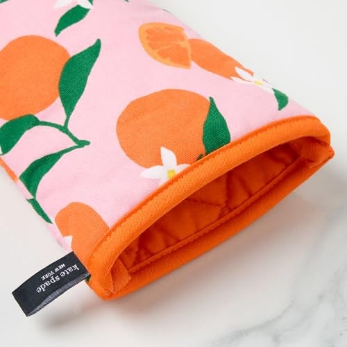 kate spade new york Squeeze The Day Oven Mitt 2-Pack Set, Heat Resistant, 100% Cotton, Orange/Pink, 7"x13" - Image 4