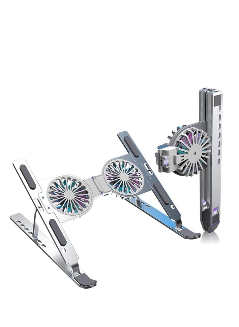 Generic Aluminum holder and external cooling fan for gaming laptop, computer, MacBook Air Pro 9-17 inch, and notebook  - Image 1