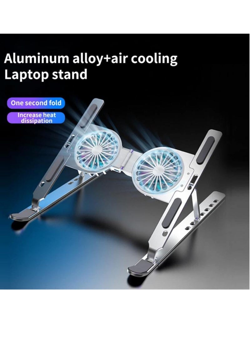 Generic Aluminum holder and external cooling fan for gaming laptop, computer, MacBook Air Pro 9-17 inch, and notebook  - Image 2