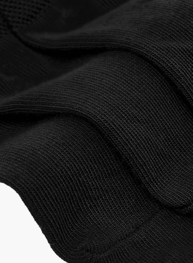 Celeste BLACK Floral Textured No Show Socks - Set of 3 for Women | Best Price UAE