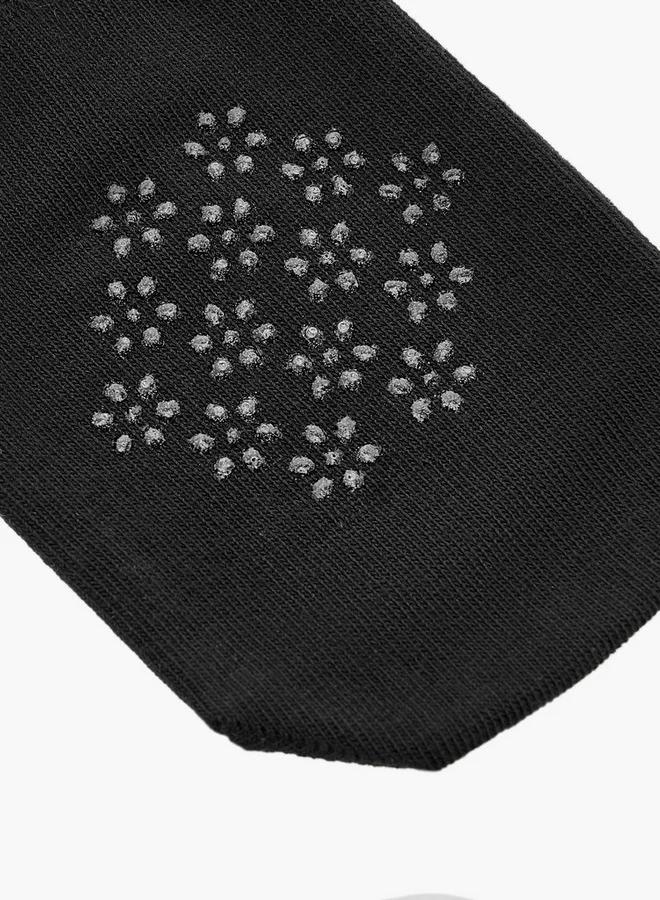 Celeste BLACK Floral Textured No Show Socks - Set of 3 for Women | Best Price UAE