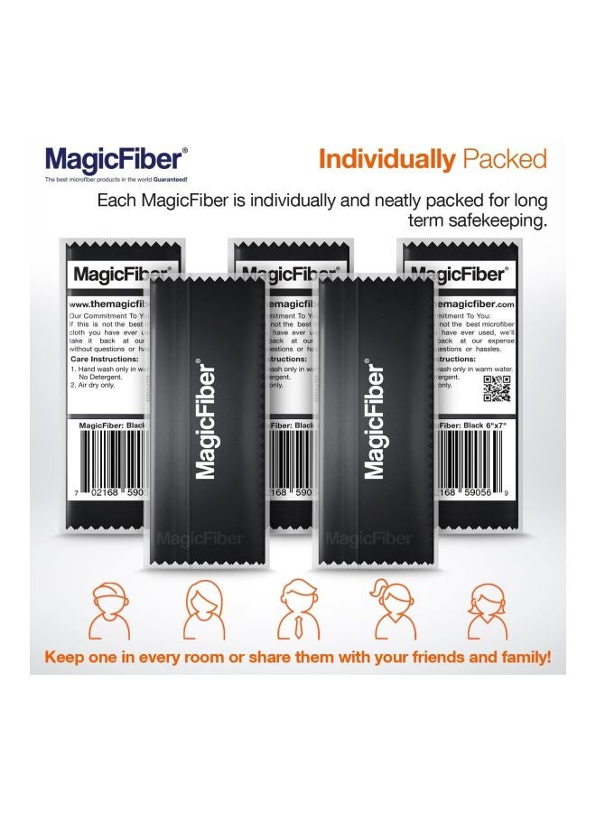 ماجيك فايبر مجموعة أقمشة تنظيف من المايكروفايبر مكونة من 6 قطع أسود / رمادي 16.51سم - Image 2