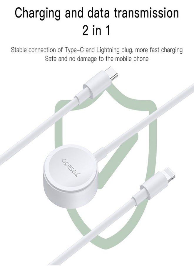 Yesido CA113 Type C to 2 in 1 Magnetic Wireless Charger for Mobile Phone and Watch  - Image 4