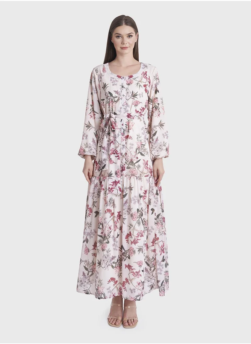 كشخة Georgette Floral Print Long Dress
