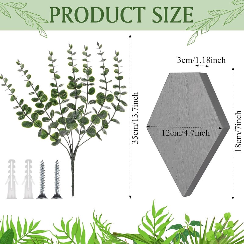 Chunful Wooden Wall Planter Decor Hanging Fake Plants Greenery Flowers Holder Vase Boxes for Wall Farmhouse Bohemian Living Room Bedroom Kitchen Office Indoor Decoration (Light Gray,2 Pcs) - Image 2