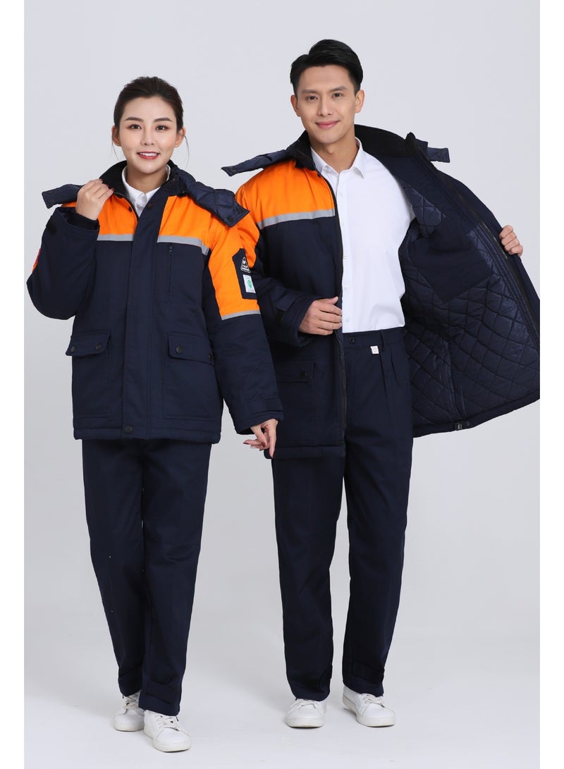 NIBEMINENT Winter Work Clothing Gas Station Anti-static Cotton Padded Uniforms Thick Warm Long Coverall Thermal Worker  Jacket Coat - Image 2