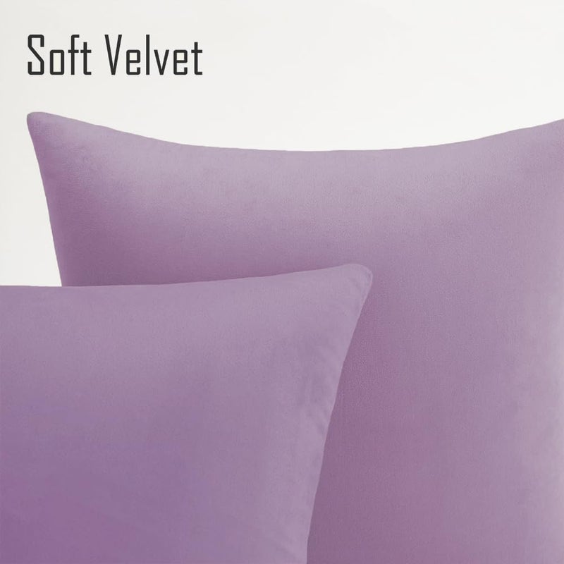 QUORGVES Light Purple Pillow Covers 20x20 Inch Pack of 2 Light Purple Throw Pillows for Couch Living Room Bed Bedroom Soft Velvet Square Throw Pillow Cover 20 x 20 Set of 2 - Image 2
