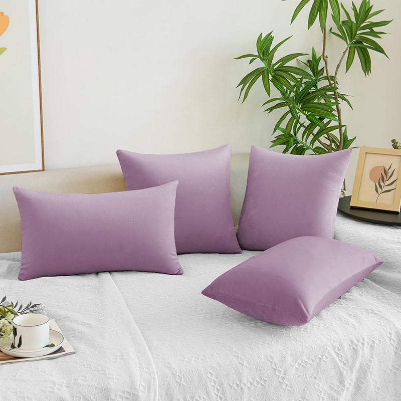 QUORGVES Light Purple Pillow Covers 20x20 Inch Pack of 2 Light Purple Throw Pillows for Couch Living Room Bed Bedroom Soft Velvet Square Throw Pillow Cover 20 x 20 Set of 2 - Image 4