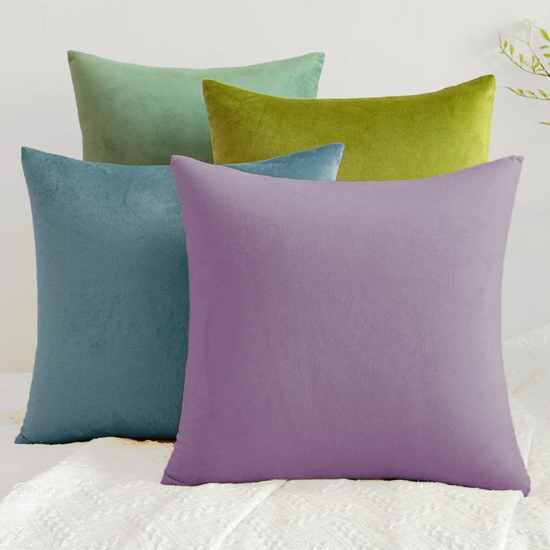 QUORGVES Light Purple Pillow Covers 20x20 Inch Pack of 2 Light Purple Throw Pillows for Couch Living Room Bed Bedroom Soft Velvet Square Throw Pillow Cover 20 x 20 Set of 2 - Image 5