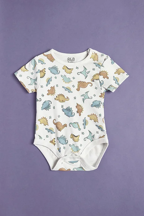أر أند بي 3 Pack Printed Bodysuits with Short Sleeves
