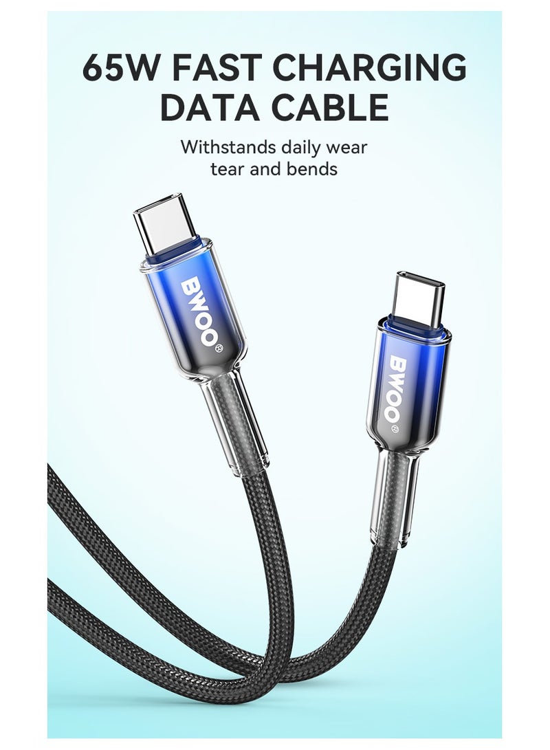 BWOO Type-C To Type-C Fast Charging Data Cable Black - Image 4