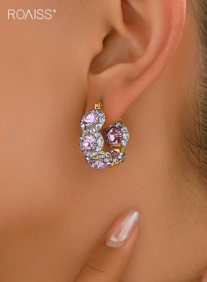 رويس أقراط نسائية من Niche Fashion مرصعة بالزركون الأرجواني بتصميم هندسي كروي، أقراط أذن عالية الجودة، إكسسوارات أذن - Image 4