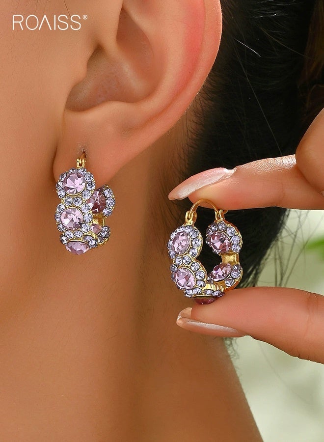 رويس أقراط نسائية من Niche Fashion مرصعة بالزركون الأرجواني بتصميم هندسي كروي، أقراط أذن عالية الجودة، إكسسوارات أذن - Image 1