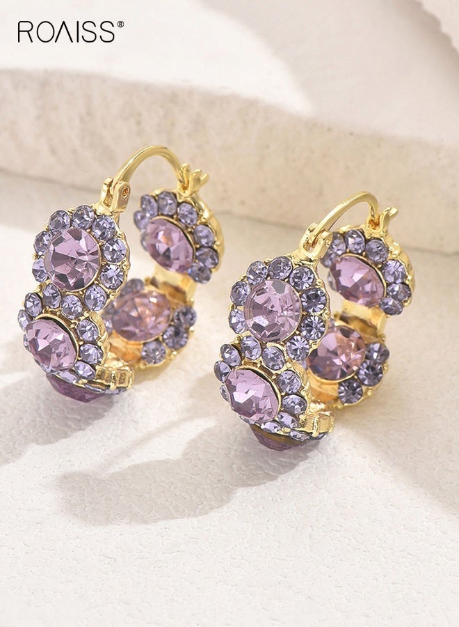 رويس أقراط نسائية من Niche Fashion مرصعة بالزركون الأرجواني بتصميم هندسي كروي، أقراط أذن عالية الجودة، إكسسوارات أذن - Image 2