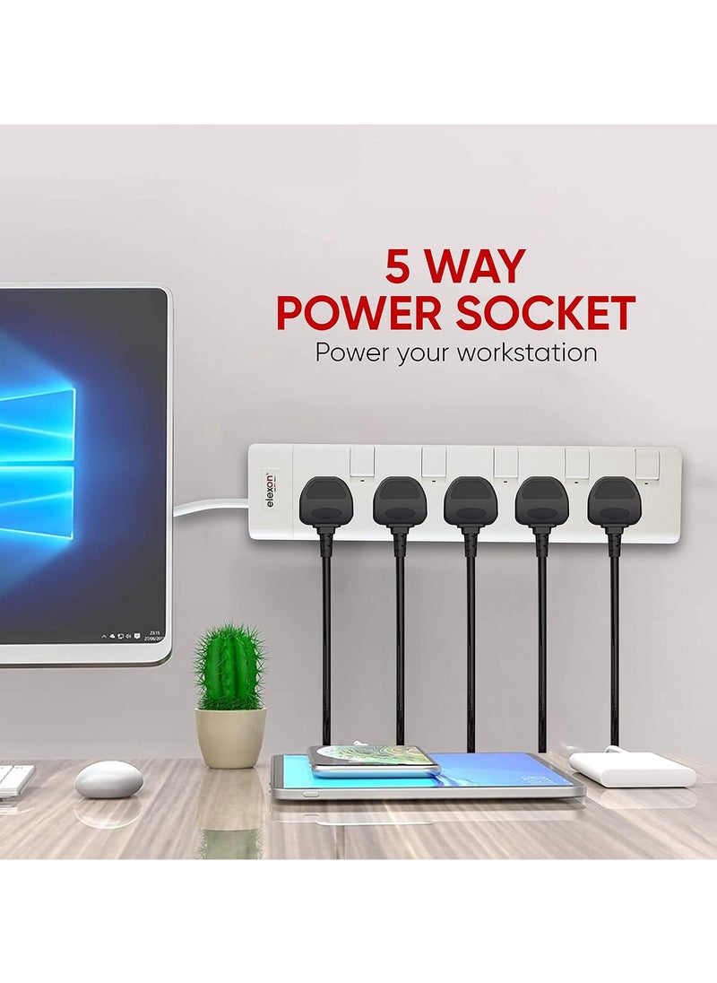 elexon - 5 Way Power Extension Socket With 2M Cable - Image 1
