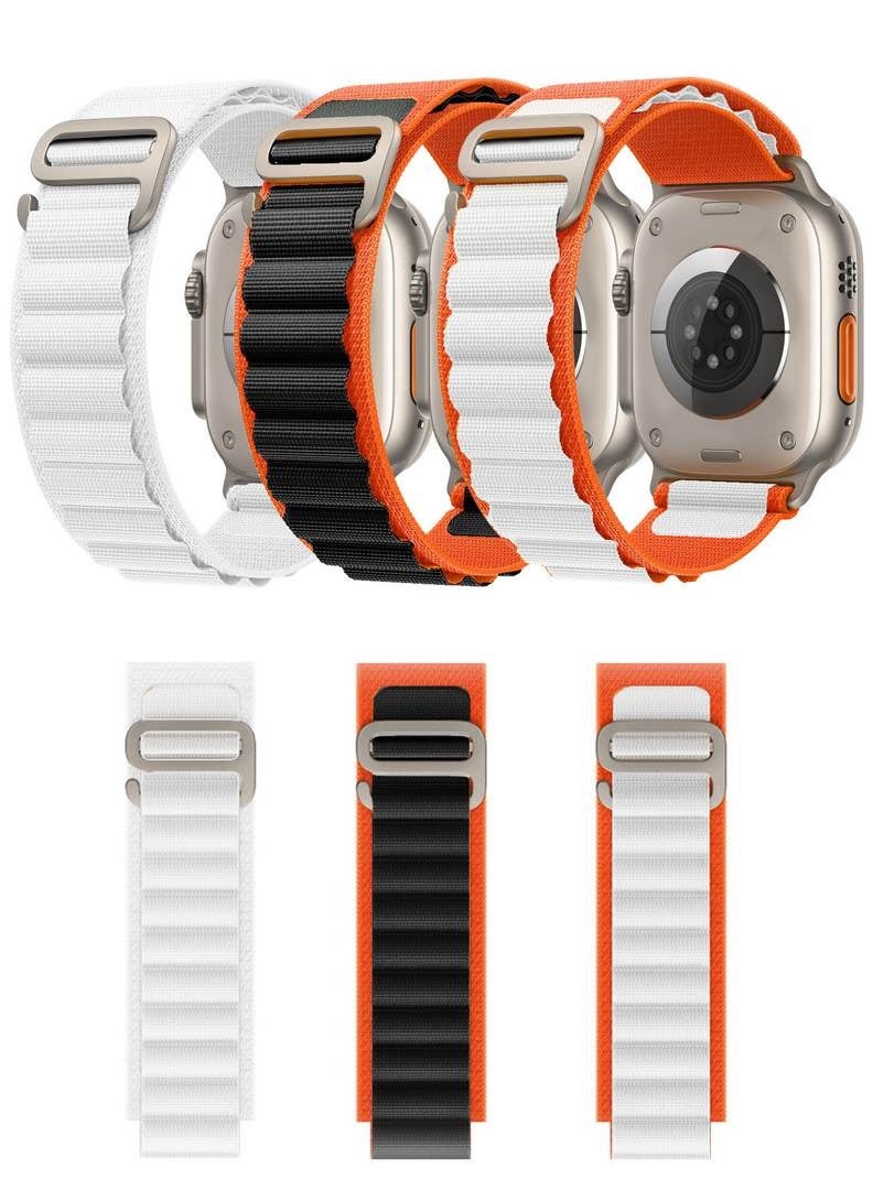 MARGOUN 3 PACK Alpine Loop Band for Apple Watch 49mm 45mm 44mm, Nylon Sport Replacement Band for Watch Series Ultra 3/2 - SE 9 8 7 6 5 4 3 2 1 - Multicolor - 08