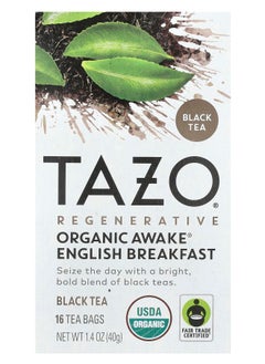 TAZO Regenerative Black Tea Organic Awake English Breakfast 16 Tea Bags 1.4 oz (40 g) 