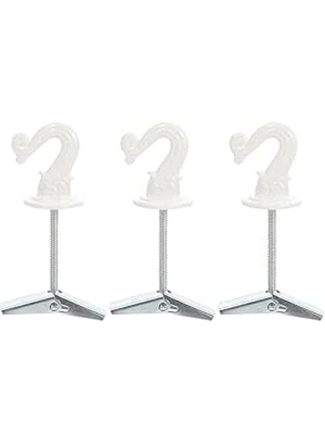 White Zinc Alloy Folding Ceiling Hooks 3 Pack For Hanging Plants Home Storage And Fixtures - Image 1
