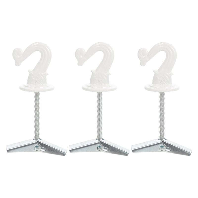 White Zinc Alloy Folding Ceiling Hooks 3 Pack For Hanging Plants Home Storage And Fixtures - Image 2