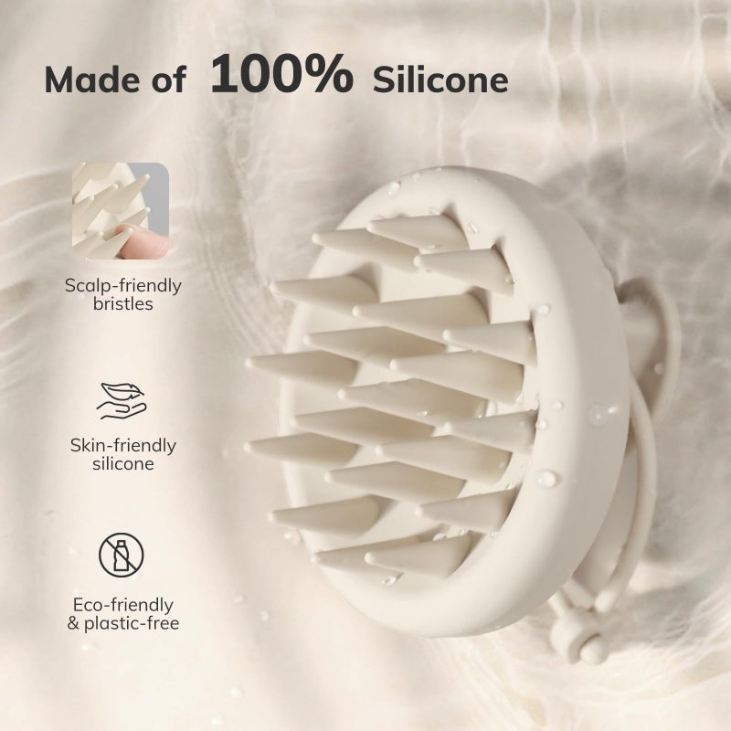 Sndyi Silicone Scalp Massager Shampoo Brush, Hair Scrubber with Soft Silicone Bristles, Scalp Scrubber/Exfoliator for Dandruff Removal, Wet Dry Scalp Brush for Hair Growth & Scalp Care, Oatmeal - Image 2