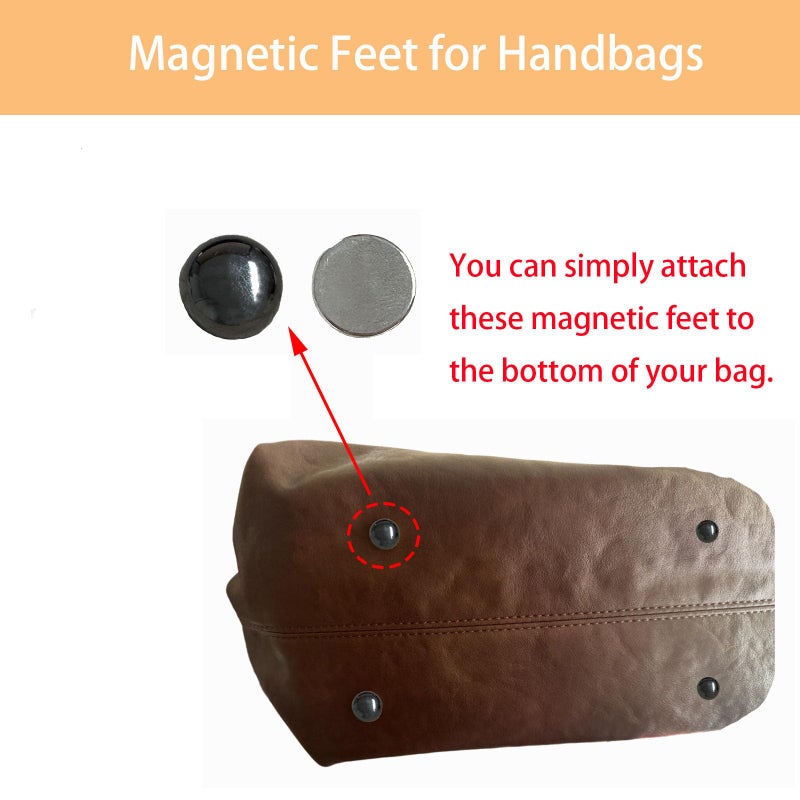 SPANSEE 4PCS Magnetic Feet for Handbags, Bottom Feet for Purses, Magnetic Feet for Purse Bottom, Purse Feet for Handbags, Handbag Heels (Black) - Image 2