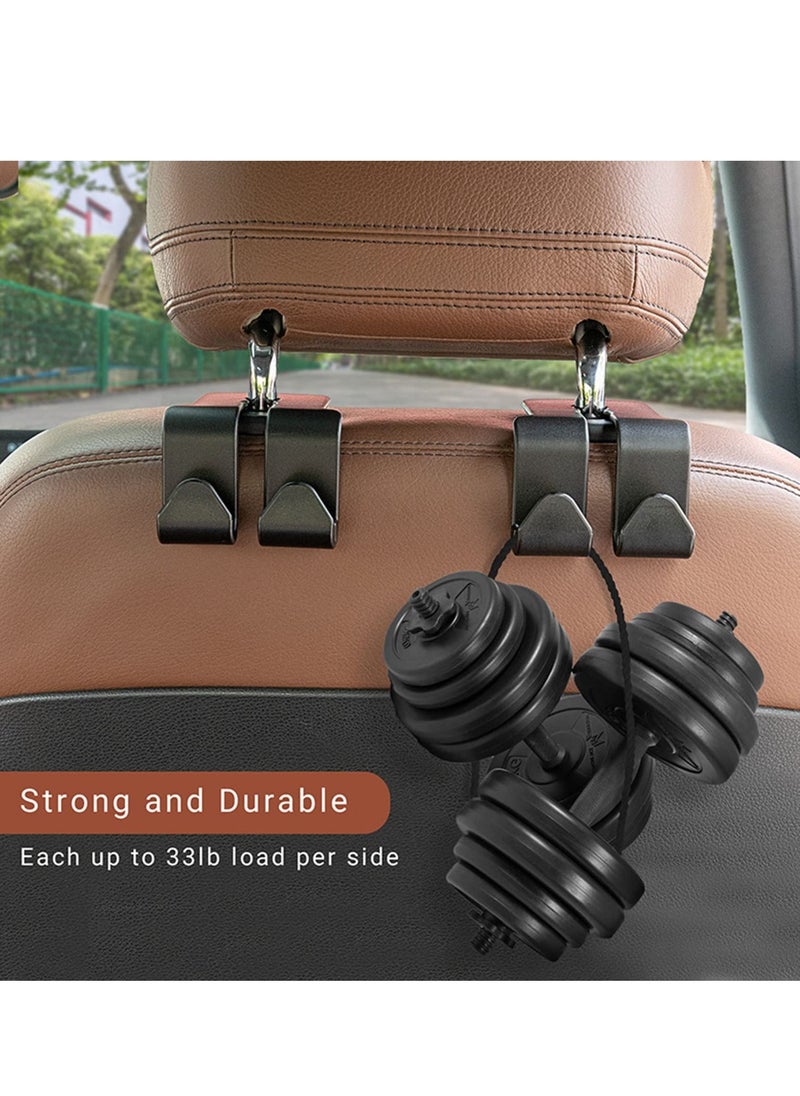 KASTWAVE Car Seat Headrest Hooks, Car Back Seat Hidden Double Hook for Purses and Bags Organizer, Storage Hooks for Handbag Purse Grocery Bags Cloth fit Universal Car Vehicle 4 Pack,Black  - Image 4