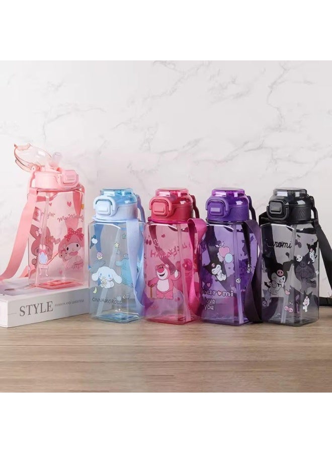 QSHOP QSHOP® Kids Water Bottle 800ml – School Bottle with Safety Lid and Straw, Ergonomic Handle and Carrying Strap, Perfect for School, Club and Outdoor Activities  - Image 3