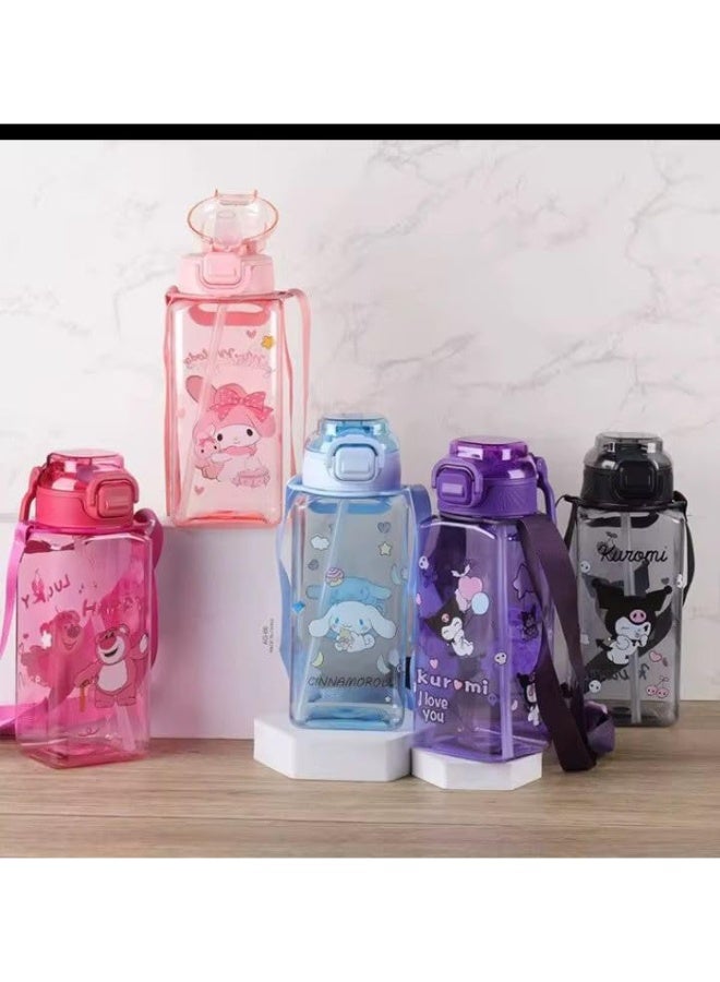 QSHOP QSHOP® Kids Water Bottle 800ml – School Bottle with Safety Lid and Straw, Ergonomic Handle and Carrying Strap, Perfect for School, Club and Outdoor Activities  - Image 4