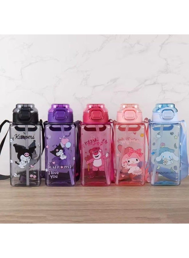 QSHOP QSHOP® Kids Water Bottle 800ml – School Bottle with Safety Lid and Straw, Ergonomic Handle and Carrying Strap, Perfect for School, Club and Outdoor Activities  - Image 2