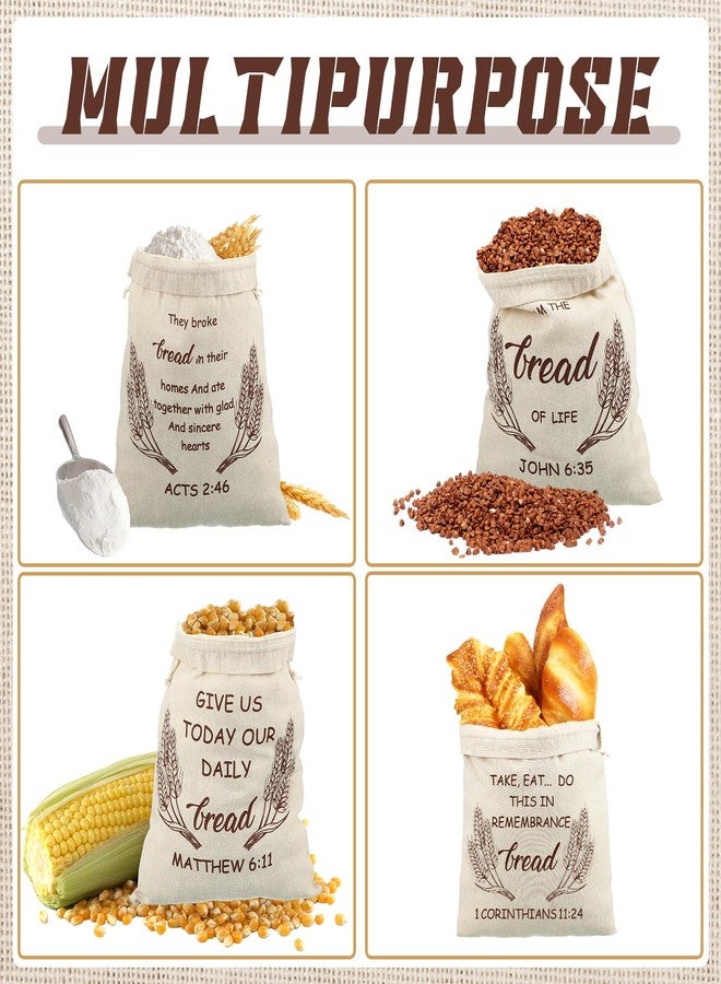 Vesici 8 Pcs Large Linen Bread Bag for Homemade Bread Reusable Container and Saver Drawstring Storage Bags Unbleached Storage Container Keeper for Bakery 12" x 15" (Elegant Style) - Image 3