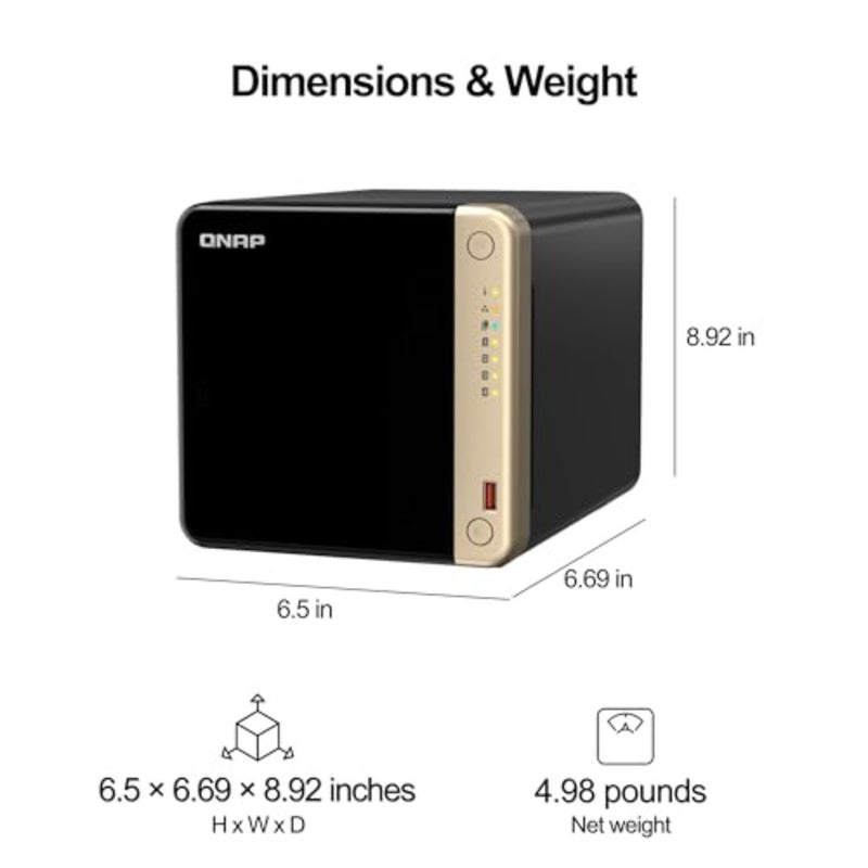 High-Performance Desktop NAS for home office use, aluminum chassis, black, Intel Celeron quad-core, M.2 PCIe slots, dual 2.5GbE connectivity - Image 3