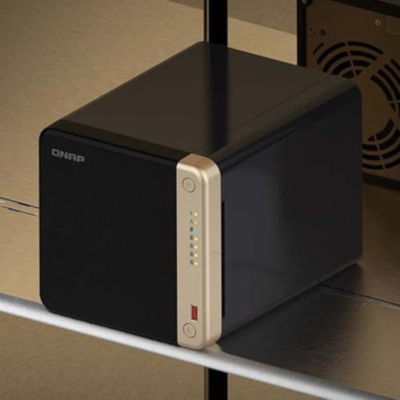 High-Performance Desktop NAS for home office use, aluminum chassis, black, Intel Celeron quad-core, M.2 PCIe slots, dual 2.5GbE connectivity - Image 2