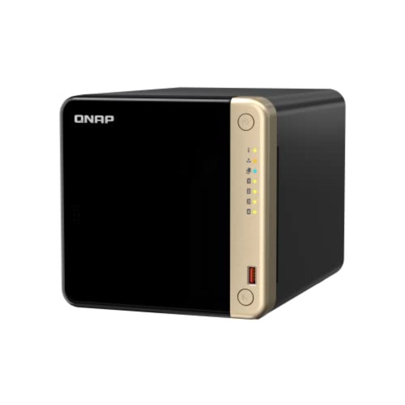 High-Performance Desktop NAS for home office use, aluminum chassis, black, Intel Celeron quad-core, M.2 PCIe slots, dual 2.5GbE connectivity - Image 1