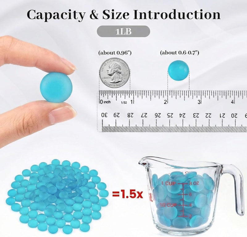 فيوتشر بلس 1LB كرات زجاجية مسطحة غير لامعة، خرز زجاجي ملون بأحجار زرقاء، حصى زخرفية، صخور لحوض السمك، حشوات مزهرية لقطع المركز، نثر الطاولة، ديكور حوض السمك، فن وحرف يدوية - Image 2