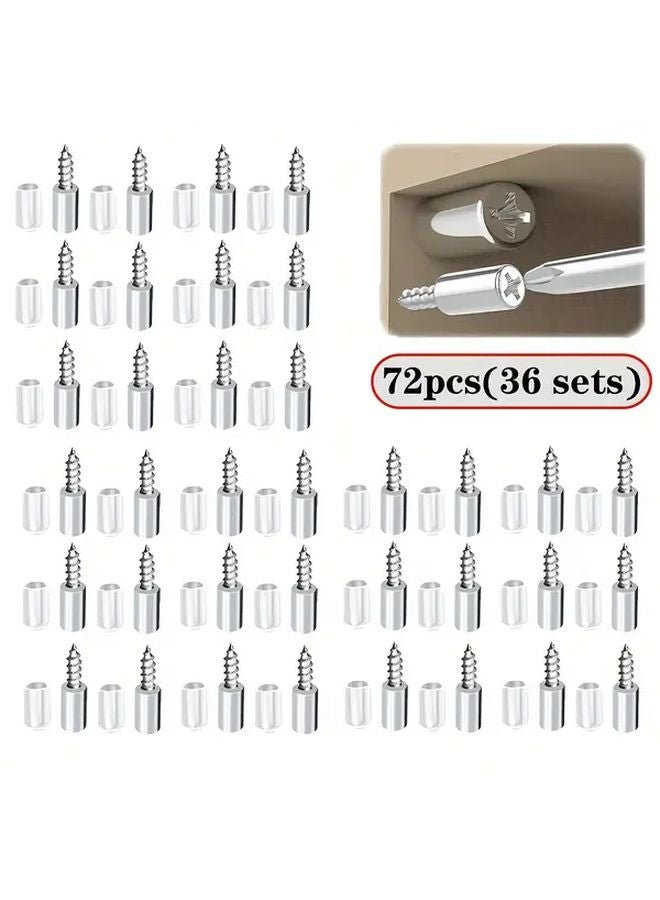 72 Pcs Self Tapping Board Bracket Shelf Support Pin With Non Slip Cover For Cabinet Furniture - Image 1