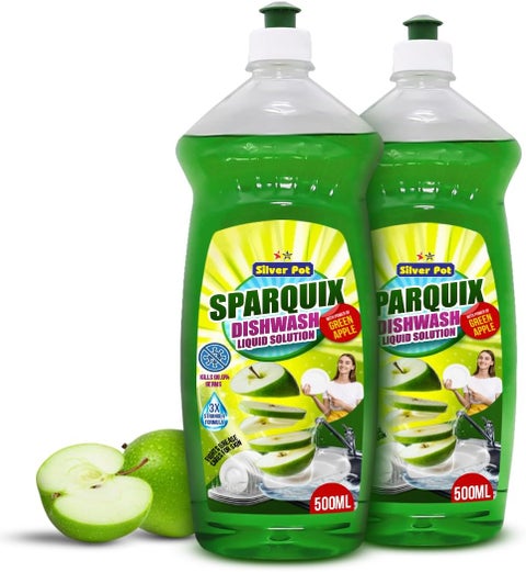 Silver Pot Green Apple Dishwashing Liquid Twin Pack