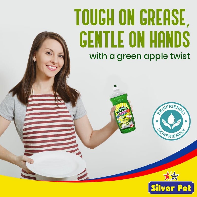 Silver Pot عبوة مزدوجة من سائل غسيل الصحون بالتفاح الأخضر من سيلفر بوت - Image 4