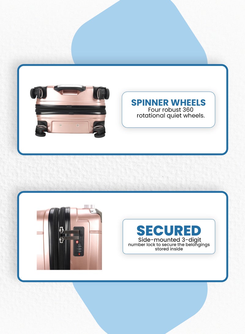ستارجولد طقم حقائب سفر بعجلات من 3 قطع TPC عجلات جانبية صلبة مع قفل TSA - Image 3