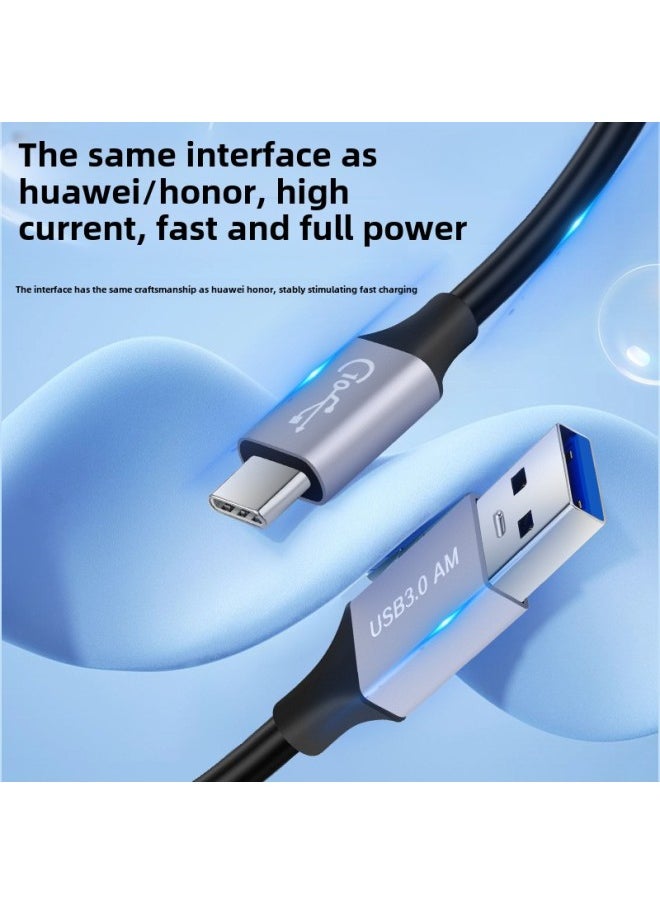 Generic Mobile Phone Fast Charging Data Aluminum Shell Is Suitable For Apple Type-c Huawei Interface Android Interface Audio And Video Transmission-Color:Gray Shell Black Line 0.3m  - Image 1
