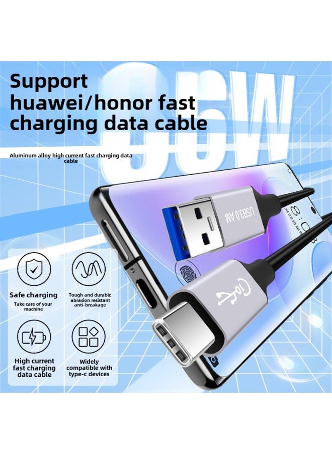 Generic Mobile Phone Fast Charging Data Aluminum Shell Is Suitable For Apple Type-c Huawei Interface Android Interface Audio And Video Transmission-Color:Gray Shell Black Line 0.3m  - Image 2