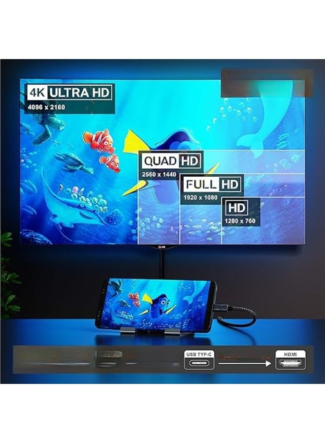 USB-C to HDMI 2.0 Cable – 4K@60Hz HDTV Video Adapter, 2m Durable Cable – Compatible with MacBook, iPad, Surface, Galaxy and More Devices - Image 2