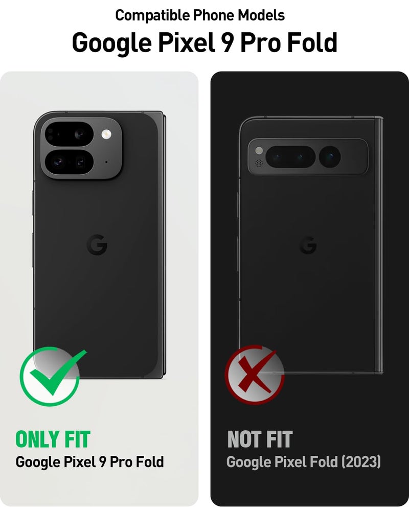 Poetic Spartan Case for Google Pixel 9 Pro Fold 5G, [Hinge Protection][Kickstand][Mil-Grade Protection] Full-Body Shockproof Protective Rugged Cover with Built-in Screen Protector, Metallic Gun Metal - Image 2