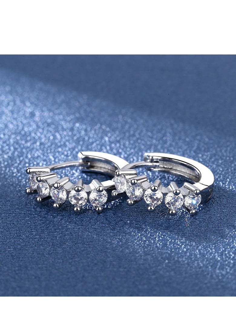 2025 New Luxury 925 Sterling Silver CZ Geometric Hoop Earrings – Fashionable Prong-Set Zircon Huggie Hoops, Hypoallergenic Jewelry for Women, Wedding & Daily Wear Accessories, Trendy Gift Idea  - Image 2
