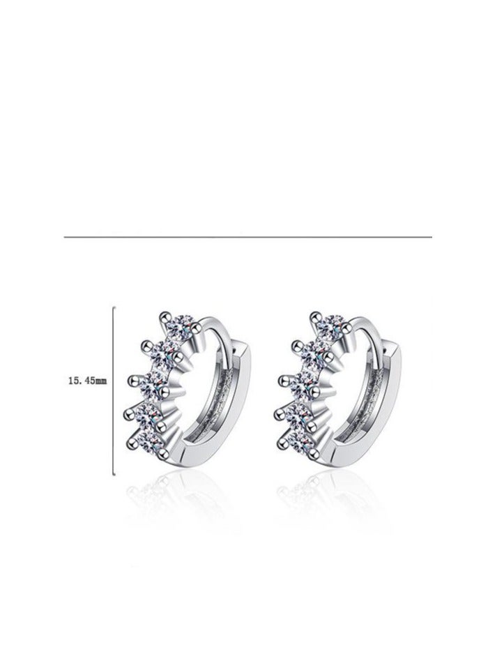 2025 New Luxury 925 Sterling Silver CZ Geometric Hoop Earrings – Fashionable Prong-Set Zircon Huggie Hoops, Hypoallergenic Jewelry for Women, Wedding & Daily Wear Accessories, Trendy Gift Idea  - Image 4