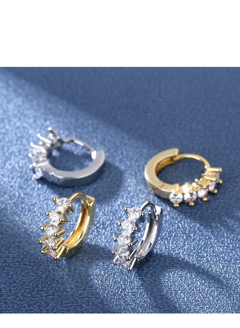 2025 New Luxury 925 Sterling Silver CZ Geometric Hoop Earrings – Fashionable Prong-Set Zircon Huggie Hoops, Hypoallergenic Jewelry for Women, Wedding & Daily Wear Accessories, Trendy Gift Idea  - Image 5
