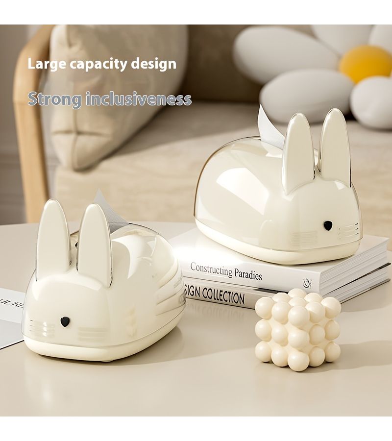 White Rabbit Tissue Box Holder for Living Room Coffee Table Modern Minimalist - Image 1